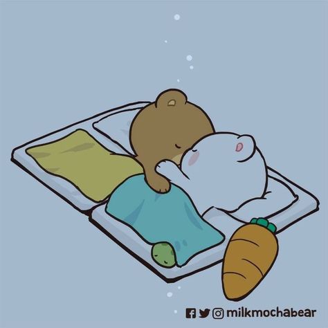 Milk Mocha Bear, Can't Fall Asleep, Milk And Mocha, Mocha Bear, Milk & Mocha, Cute Bear Drawings, Cute Love Cartoons, Love Bear, Dessin Adorable