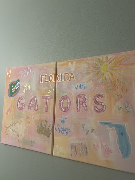 #art #college #collage #preppy #wallart Preppy Florida, Preppy Crafts, Dorm Canvas Art, Dorm Canvas, Collage Preppy, College Collage, Preppy Painting, College Canvas, Art College