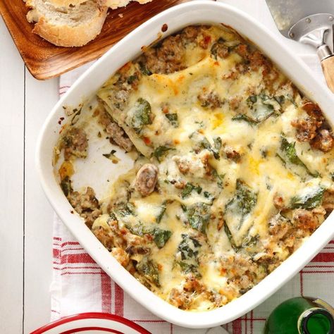 8x8 Pan, Scalloped Potato Recipes, Cheesy Casserole, Yummy Casseroles, Swiss Chard, How To Cook Sausage, Cheese Lover, Lasagna Recipe, Chard