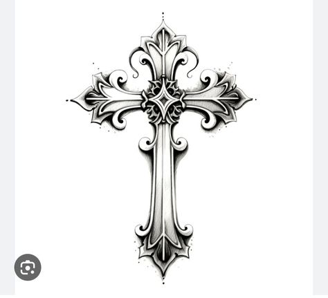 Detailed Cross Tattoo, Cool Cross Tattoos, Cross Tattoo Design, Crucifix Tattoo, Cruz Tattoo, Half Sleeve Tattoos Sketches, Unique Cross Tattoos, Aztec Tattoos Sleeve, Pictures Of Tattoos