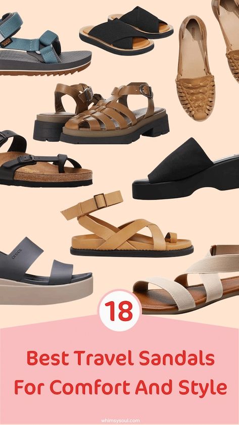 As a full fledged wanderlust babe, finding the best comfortable walking sandals for warm weather trips was a top priority for me a few years back when I really started jet-setting all over.  I value style and looking put together on trips, but I'm also in my 30's and need a sturdy sandal that supports my arches and can carry me literally all day and all over a city. Comfortable Walking Sandals For Women, Best Walking Sandals For Europe, Comfortable Black Sandals For Walking, Best Sandals For Walking Travel Shoes, Casual Walking Sandals, Travel Sandals Women, Shoes For Travel Walking, Walking Sandals Travel, Best Travel Sandals