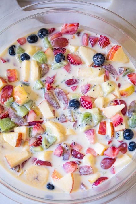 Fruit Salad With Condensed Milk, Recipes With Canned Fruit, Filipino Fruit Salad, Recipes Using Condensed Milk, Condensed Milk Recipes Desserts, Mexican Fruit Salads, Milk Recipes Dessert, Evaporated Milk Recipes, Easy Fruit Salad Recipes