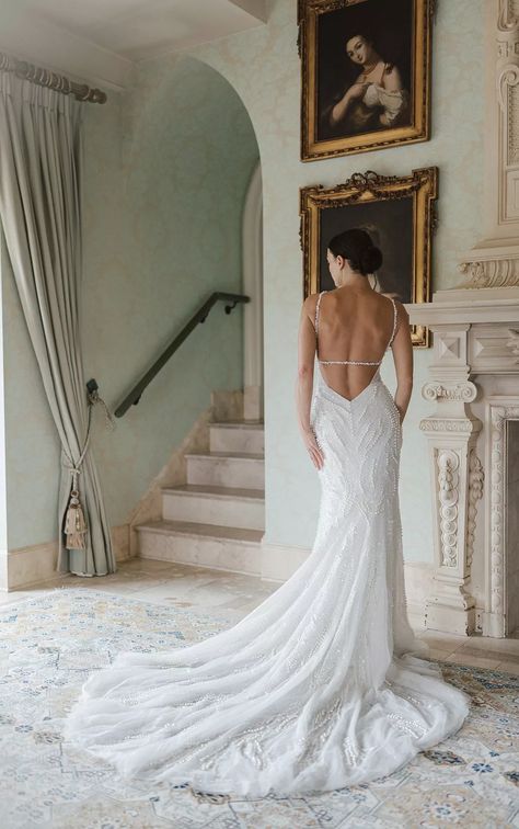 Vogue-Ahead Pearl Match-and-Flare Wedding ceremony Gown with Spaghetti Straps - LE1313- #dress #Fashionforward #FitandFlare #LE1313 #Pearl #Spaghetti #Straps #Wedding Check more at https://howcandothis.com/weddingideas/vogue-ahead-pearl-match-and-flare-wedding-ceremony-gown-with-spaghetti-straps-le1313/ Fit And Flare Wedding Dress Spaghetti Straps, Mermaid Wedding Dress White, Form Fitted Wedding Dresses, Beaded Low Back Wedding Dress, Out Of The Box Wedding Dress, Wedding Dress Fitted Low Back, Wedding Dress With Beaded Sleeves, Unique Fit And Flare Wedding Dress, Pearl Train Wedding Dress