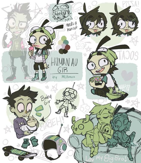 Zib Invader Zim, Invader Zim Fanart, Zim Fanart, Gir Invader Zim, Invader Zim Gir, Invader Zim Dib, Invader Zim Characters, Emo Art, Invader Zim