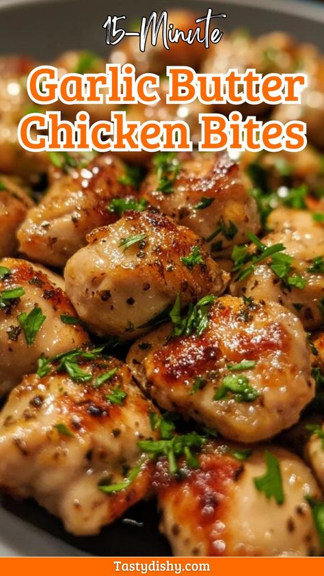 15-Minute Garlic Butter Chicken Bites: Quick & Easy One-Pan Dinner - Delicious Recipes - Easy Cooking Ideas and Tasty Dishes Garlic Butter Chicken Tenderloin Recipes, Popular Chicken Recipes Dinners, Carb Free Chicken Dinner, Garlic Butter Chicken Bites Recipe, Easy Chicken Recipes For One, Garlic Chicken Butter Bites, Chicken Recipes Quick And Easy, 30 Min Chicken Recipes, Chicken Recipes For Two Easy