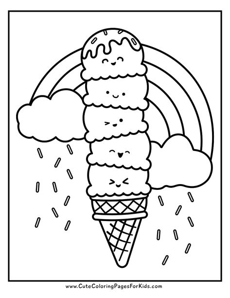 Ice Cream Coloring Pages: The Cutest Free Printable PDFs - Cute Coloring Pages For Kids Ice Cream Sundae Coloring Page, Ice Cream Colouring Sheet, Free Summer Coloring Sheets, Ice Cream Cone Coloring Page, Free Ice Cream Printables, Coloring Ice Cream, Ice Cream Coloring Page Free Printable, Summer Colouring Sheets, Colouring Pages For Kids Printables