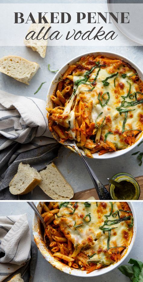 Pesto Vodka Sauce Pasta, Baked Penne Alla Vodka, Baked Vodka Pasta, Baked Ziti With Vodka Sauce, Vodka Penne Pasta, Catering Meals, Tomato Vodka Sauce, Tomato Pasta Bake, Pasta Alla Vodka