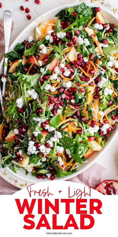 Winter Salad Vinegrette, Winter Chopped Salad, Hanukkah Salad, Salad Recipes Winter, Orzo Salat, Holiday Potluck, Winter Salads, Fancy Salads, Homemade Vinaigrette