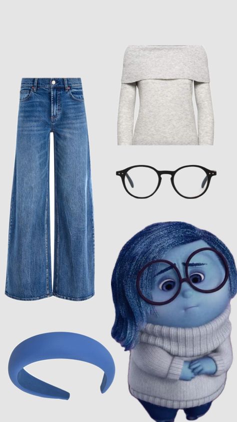 #sadnesss #insideout #disney #disneybound #outfitinspo #beauty #outfit Pixar Costume, Casual Halloween Costumes, Disney Characters Dress Up, Inside Out Costume, Adult Disney Costumes, Disney Character Outfits, Disney Bound Outfits Casual, Disney Trip Outfits, Spirit Week Outfits