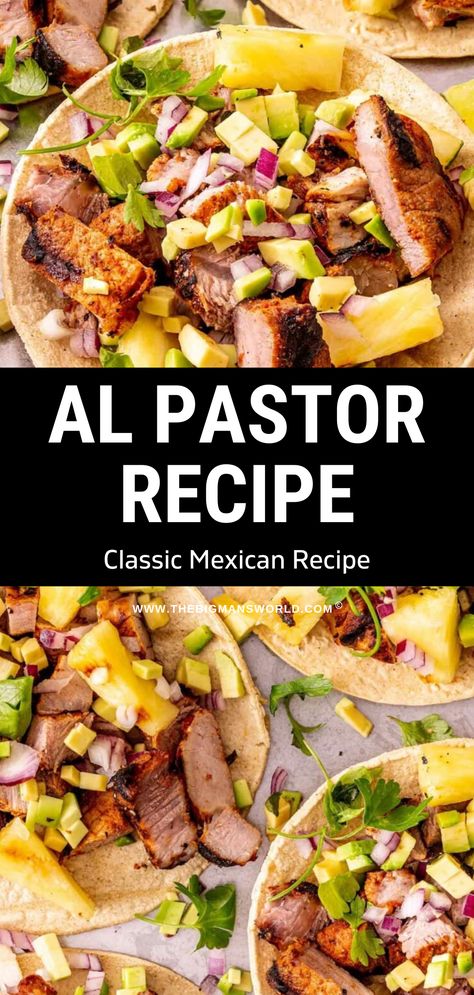 How To Make Al Pastor Meat, Chicken El Pastor Recipe, Pork Al Pastor Recipes, El Pastor Tacos Recipe, El Pastor Recipe, Al Pastor Meat, Pork Al Pastor, Grilled Pork Shoulder, Al Pastor Recipe