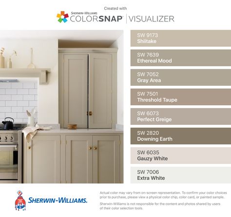 Greige Kitchen Cabinets, Taupe Kitchen Cabinets, Greige Kitchen, Taupe Kitchen, Basement Laundry Room, Kabinet Dapur, Cabinet Paint, Sherwin Williams Paint Colors, Neutral Paint