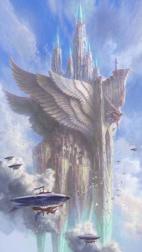 Paintings And Drawings, Castle In The Sky, Fantasy City, Fantasy Castle, Fantasy Places, Fantasy Art Landscapes, Fantasy Aesthetic, Fantasy Concept Art, Arte Fantasy