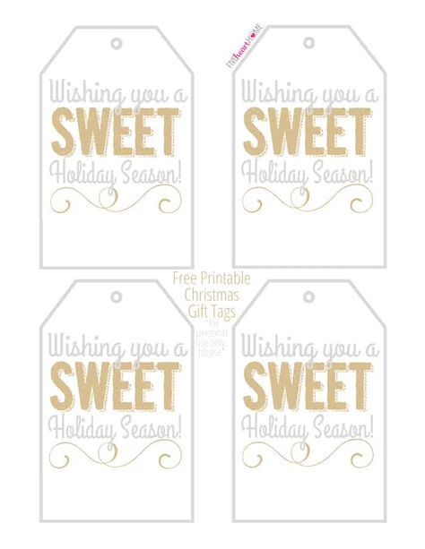 Free Printable Holiday Gift Tags: "Wishing you a SWEET Holiday Season!" ~ perfect for homemade holiday food gifts! | FiveHeartHome.com Free Christmas Tags, Free Christmas Tags Printable, Holiday Food Crafts, Free Printable Christmas Gift Tags, Diy Christmas Tags, Christmas Gift Tags Free, Holiday Gift Tags Printable, Christmas Neighbor, Printable Food