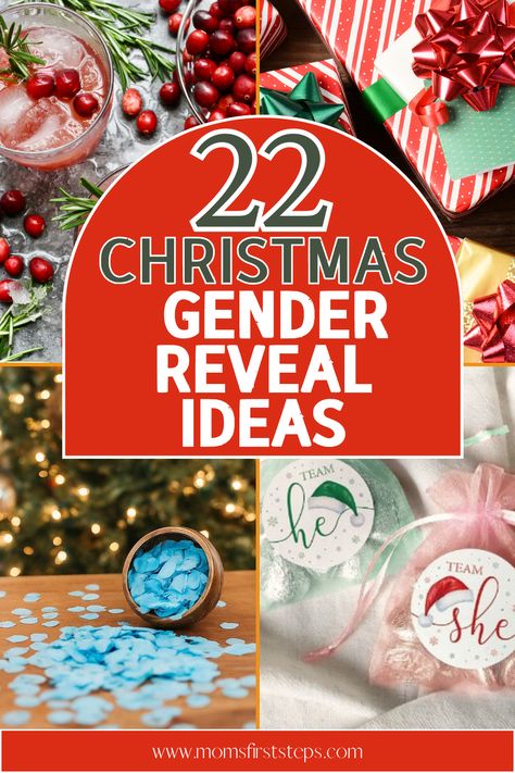 If you're planning a Christmas gender reveal, check out our list of 22 Christmas themed gender reveal ideas! Our list of gender reveal ideas will make your baby gender reveal extra special this holiday season. Perfect for those planning an in-person Christmas gender reveal or a baby gender reveal on social media. List includes Christmas gender reveal decorations, winter gender reveal ideas, Christmas baby announcement ideas, and more for your Christmas themed gender reveal. Christmas Gender Reveal To Family, Christmas Gender Reveal Cake Ideas, Gender Reveal Ornament Diy, Cute Ways To Announce Gender, Christmas Gender Reveal Ideas Families, Christmas Light Gender Reveal, Christmas Gift Gender Reveal, Holiday Gender Reveal Christmas, Red And Green Gender Reveal