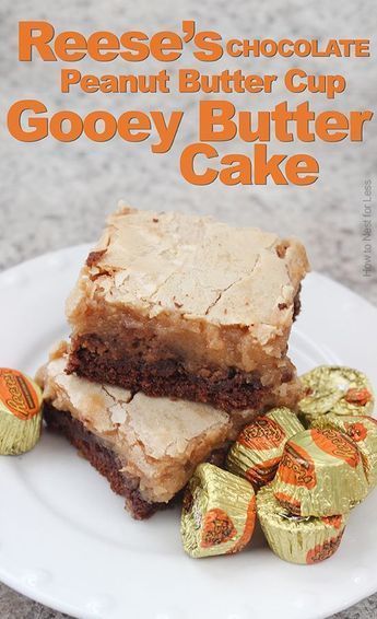 What's Cooking: Chocolate Peanut Butter Gooey Butter Cake Dairy Free Chocolate Mousse, Ooey Gooey Cake, Cake Peanut Butter, Ooey Gooey Butter Cake, Gooey Cake, Reese's Chocolate, Gooey Butter, Gooey Butter Cake, Chocolate Peanut Butter Cups