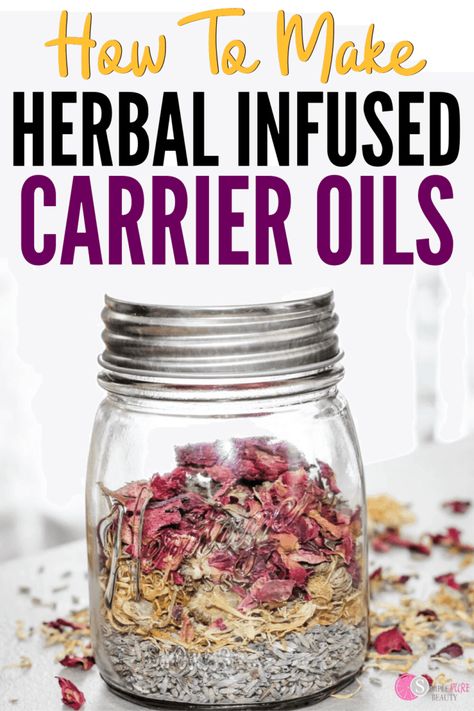 Herbal infused carrier oils are a great way to reap the benefits of herbs. These herbal infused oils can also be used as a carrier oil with essential oils. You’ll get the benefits of both the herbs and the essential oils for a win win! These infused oils can be used in many recipes including homemade face serums, creams, body butters, sugar scrubs and so much more. Any recipe that calls for a carrier oil can be swapped out for an herbal infused carrier oil! #diy #carrieroil #beauty #skincare Infused Lavender Oil, Rose Infused Oil, Infused Oil Recipes, Benefits Of Herbs, Herbal Oils, Oil Infusion, Infused Oil, Rose Lavender, Herbal Tinctures