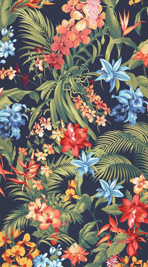 Tommy Bahama Digital Wallpaper from mill.com Tropical Prints Pattern, Motif Jungle, Tropical Art Print, Jungle Flowers, Tropical Illustration, Hacker Wallpaper, Textile Prints Design, Tropical Wallpaper, Cover Art Design