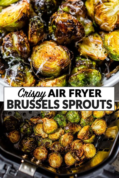 Air Fryer Brussel Sprouts, Air Fryer Brussels Sprouts, Air Fryer Recipe, Air Fryer Oven Recipes, Air Fry Recipes, Easy Air Fryer, Sprout Recipes, Brussels Sprouts Recipe, Air Fryer Dinner Recipes