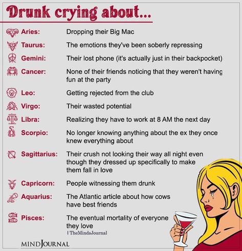 What The Zodiac Signs Cry About When They Are Drunk #zodiacmeme #zodiactraits #zodiacpersonality #astrology #horoscope #zodiacsign #sunsign March Zodiac, Zodiac Cusp, Intimacy Issues, Gemini Traits, Funny Zodiac, Taurus Traits, Horoscope Memes, Aries Traits, Signs Horoscope