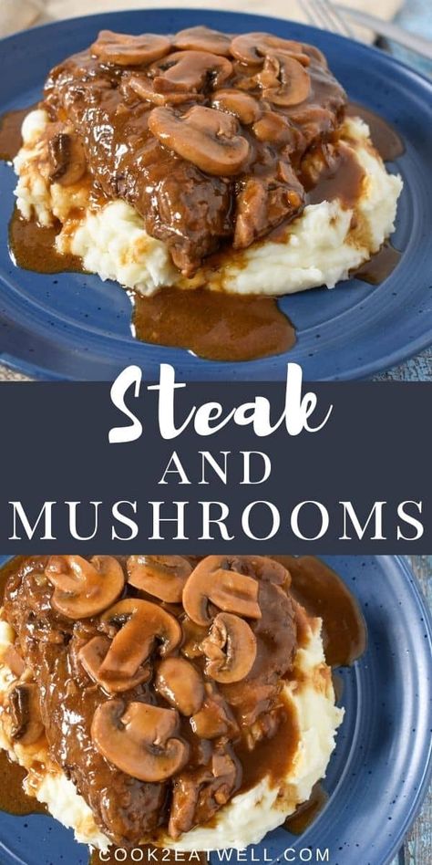 Steak Mushrooms, Sizzle Steak Recipes, Sirloin Steak Recipes, Mushrooms And Onions, Swiss Steak, Steak And Mushrooms, Sirloin Steaks, Steak Dinner, Beef Recipes Easy