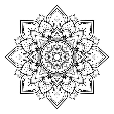 Mandala Outline Tattoo, Mandala Outline Design, Mandala Pattern Design Templates, Mens Mandala Tattoo, Mandela Art Pattern, Mandala Patterns Ideas, Mandala Tattoo Drawing, Indian Mandala Art, Henna Background