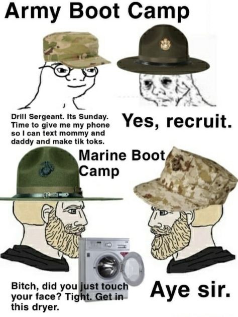 Uncle Sam presents to you the most funny military memes on the Internet! Funny Military Memes Humor, Military Memes Funny, Marine Memes, Army Boot Camp, Marines Boot Camp, Drill Sergeant, Its Sunday, Funny Military, Military Jokes