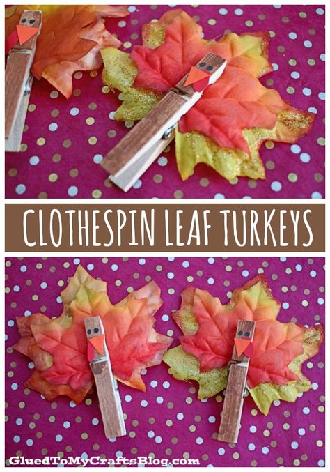 Clothespin Turkey Craft, Turkey Clothespin Craft, Clothes Pin Crafts For Kids, Harvest Festival Crafts, Thankful Crafts, Leaf Turkey, Turkey Crafts Kids, Fall Crafts For Toddlers, Thanksgiving Crafts Preschool