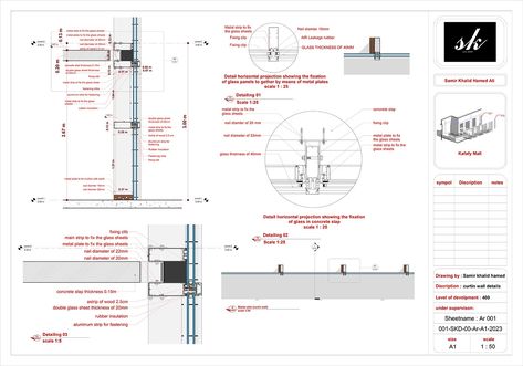 Curtain wall Details (Shop Drawing) :: Behance Curtain Wall Section Detail, Wall Section Detail Architecture, Curtain Wall Section, Wall Section Detail, Details Drawing, Curtain Wall Detail, Building Details, Wall Detail, Drawing Furniture