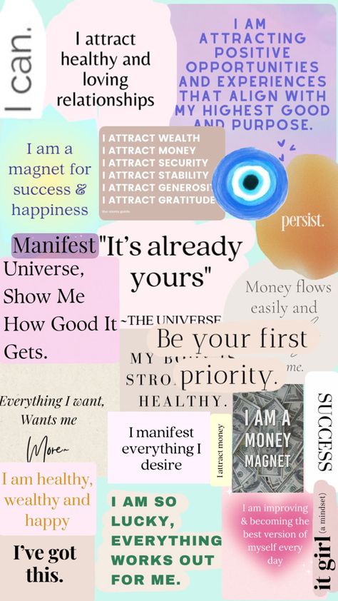 Positive Manifestation Wallpaper, Spiritual Vision Board, Law Of Attraction Vision Board, Vision Board Themes, Universe Quotes Spirituality, Career Affirmations, Mindfulness Journal Prompts, Manifesting Vision Board, Vision Board Examples