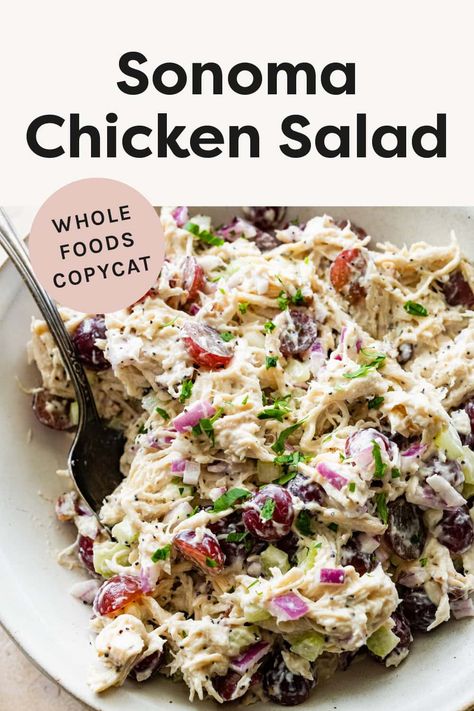 Sonoma Chicken Salad (Whole Foods Copycat) Chicken With Grapes, Sonoma Chicken Salad, Salads Lunch, Best Chicken Salad Recipe, Quinoa Salads, Bird Food Recipes, Eating Bird Food, Green Salads, Side Salads