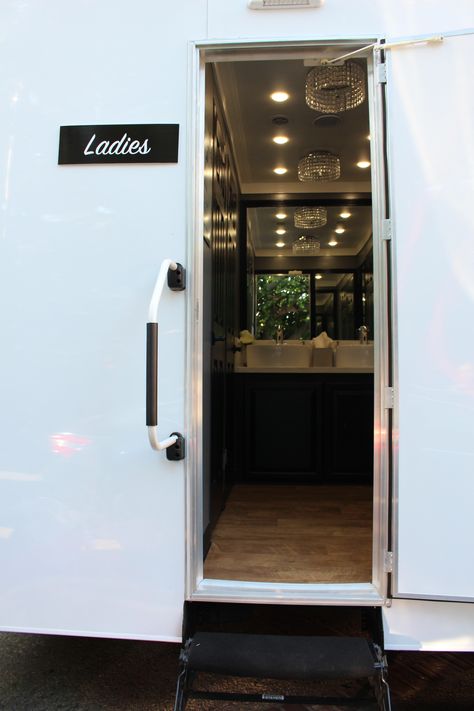 Bathroom Trailer Wedding, Outdoor Restroom Ideas, Outside Restroom, Roman Bathroom, Outdoor Restroom, Bathroom Trailer, Restroom Trailer, Portable Restrooms, Wedding Bathroom