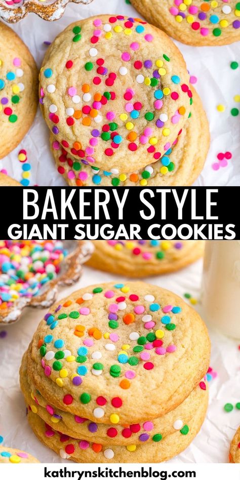 Giant Soft Cookies, Giant Thick Cookie Recipe, Levain Sugar Cookie Recipe, Giant Bakery Style Cookies, Big Sugar Cookies, Cookie Recipes Bakery Style, Giant Sugar Cookie Recipe, Jumbo Sugar Cookies, Silo Cookies Joanna Gaines