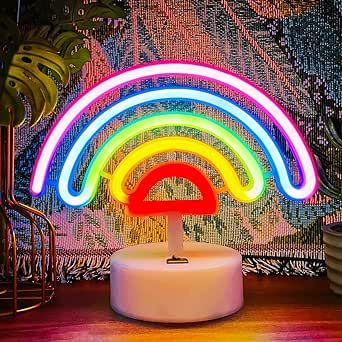 VIFULIN Rainbow Neon Sign Rainbow Neon Light, LED Rainbow Lamp Night Light, USB/Battery Operated Neon Sign Rainbow Room Decor for Girls Classroom Bedroom, Rainbow LED Lights Kids Table Decorations Rainbow Bedroom Ideas Kids, Kids Table Decorations, Rainbow Lamp, Rainbow Room Decor, Rainbow Room, Ceiling Fan In Kitchen, Kid Table, Bath Fixtures, Battery Operated