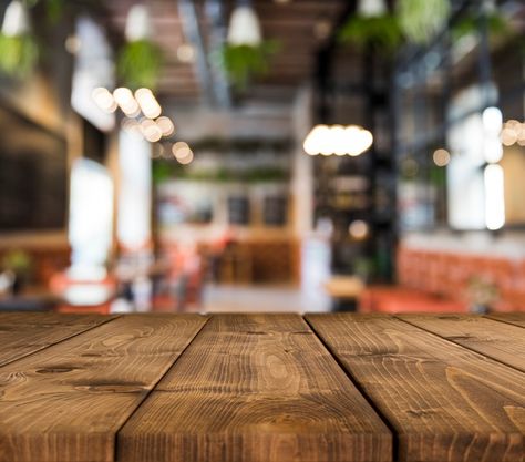 Wooden table with blurred restaurant scene Photo | Free Download Food Photography Background, Photo Table, Desain Editorial, Bath Renovation, Wooden Table Top, Black Background Wallpaper, Food Graphic Design, Food Backgrounds, Traditional Artwork