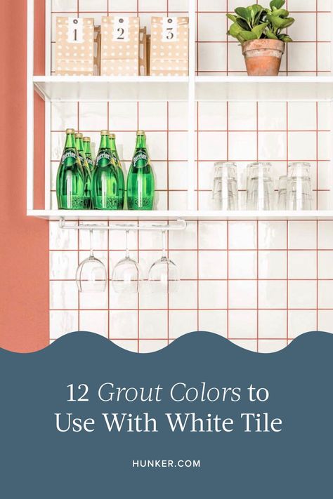 We spoke with design experts to get their take on how to select the best grout colors, and even the right grout width, for your space. #hunkerhome #grout #groutideas #groutcolors #whitegrout White Tile Colored Grout Kitchen, White Tile Colored Grout Bathroom, White Tile Coloured Grout, Colorful Grout Bathroom, White Tiles With Coloured Grout, Colourful Grout Bathroom, White Tiles Coloured Grout, Tiles With Coloured Grout, Grout Colors For White Tile Kitchen