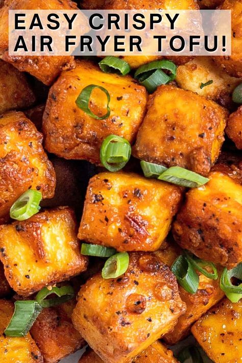 Air Fry Tofu, Protein Vegan Dinner, High Protein Vegan Dinner, Tofu Air Fryer, Firm Tofu Recipes, Air Fryer Tofu, Gluten Free High Protein, Tofu Recipes Healthy, Tofu Recipes Easy