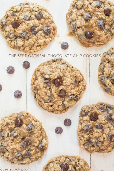 Best Oatmeal Chocolate Chip Cookies, The Best Oatmeal, Pasta Per Pizza, Averie Cooks, Easy Oatmeal, Soft Chocolate Chip Cookies, Oatmeal Chocolate Chip, Oatmeal Chocolate, Oatmeal Cookie Recipes