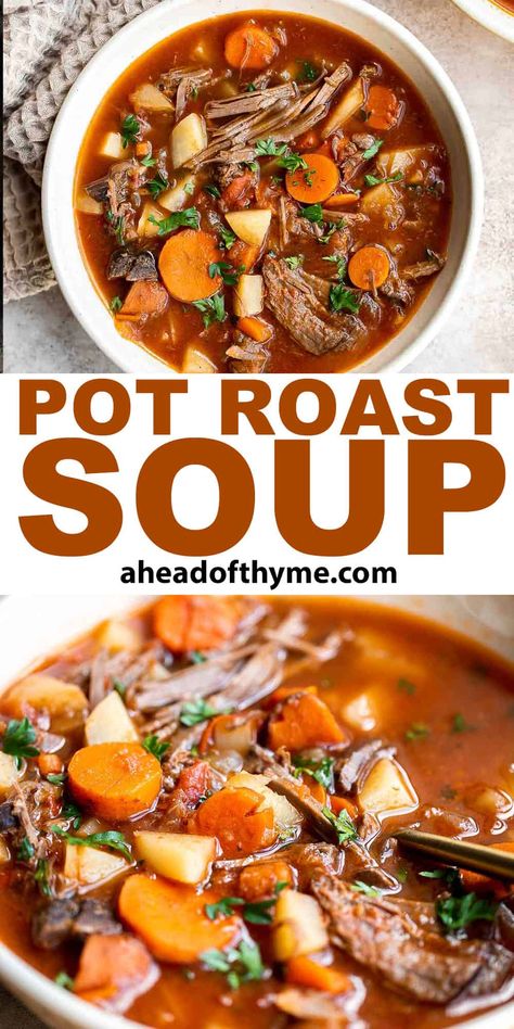 Pot Roast Soup Cauliflower Soup Crockpot, Soup Recipes Cauliflower, Homemade Pot Roast, Pot Roast Soup, Instant Pot Cauliflower Soup, Roast Soup, Instant Pot Cauliflower, Recipes Cauliflower, Soup Crockpot