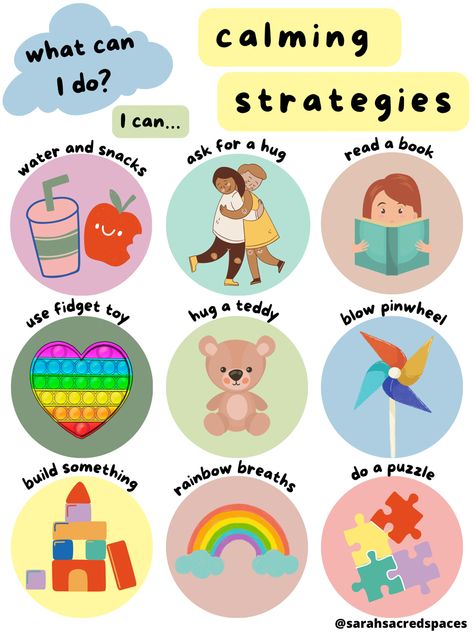 Calming Strategies Poster, Cozy Corner Preschool Calm Down, Preschool Calming Strategies, Calm Down Kit Preschool, My Calming Strategies, Mindfulness Corner In Classroom, Emotions Corner Preschool, Social Preschool Activities, Calm Down Cart