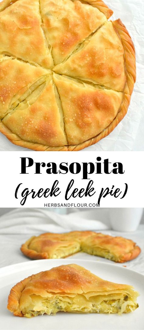 Greek Leek Pie, Greek Pie, Leek Pie Recipes, Leek Pie, Leek Recipes, Greek Cooking, Greek Dishes, Turkish Recipes, Middle Eastern Recipes