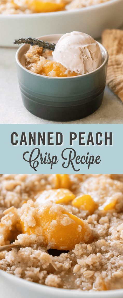 This easy canned peach crisp recipe is a game-changer. Not only is it simple to make, but it also delivers flavor, texture, and that homey feel everyone craves. The buttery, crunchy top is divine! Pair it with strawberry or blueberry ice cream for the ultimate dessert. Canned Peach Crisp, Cobbler With Canned Peaches, Peach Cobbler With Canned Peaches, Can Peaches Recipes, Quick Peach Cobbler, Can Peach Cobbler, Canned Peach Cobbler Recipe, Peaches Recipes, Best Peach Cobbler