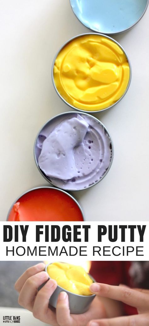 Sensory Putty Diy, Diy Therapy Putty, Crazy Aaron’s Thinking Putty Recipe, Easy Diy Fidgets, Diy Sensory Crafts, Best Slime Recipe Ever, Easy Homemade Crafts, Diy Putty, How To Make Putty