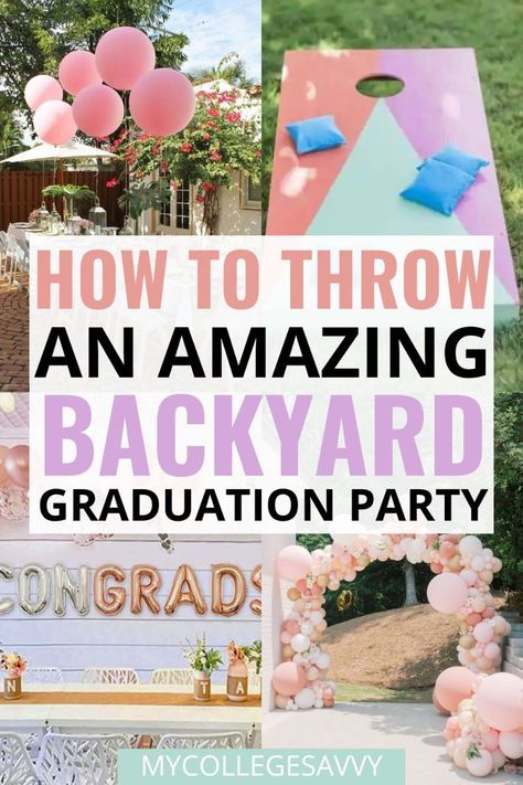 Hosting an outdoor graduation celebration? Here are the absolute best backyard grad party ideas that you'll want to copy. Girls Grad Party Ideas, Epic Graduation Party Ideas, Grad Party Set Up Ideas Layout, Country Grad Party Ideas, College Grad Party Ideas Decorations, Graduation Garden Party Ideas, Grad Party Entertainment Ideas, Backyard Grad Party Decorations, Flower Theme Graduation Party