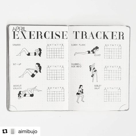 #Repost @aimibujo #bulletjournal ・・・ EXERCISE TRACKER • I have never done any kind of exercise in my entire whole life but I've been doing a few simple exercises for the last two months (on and off) and actually enjoy it. My goal is to exercise at least three times a week. I was kind of reluctant to post this photo because I've been slacking off a bit this month. Questions: Do you have any tips on how to stay motivated? Also how do you track your fitness/workout in your Bullet Journal? Bullet Journal Exercise Tracker, Bullet Journal Fitness Tracker, Bullet Journal Fitness, Journal Fitness Tracker, Notesbog Design, Bullet Journal Workout, Exercise Tracker, Penanda Buku, Tracker Fitness