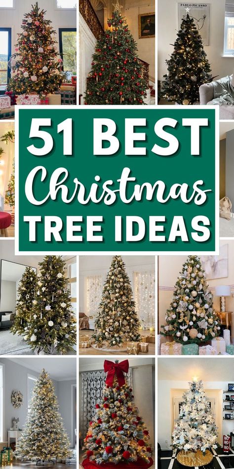 Elevate your Christmas decorations with these simple Christmas tree ideas. Explore unique DIY decorated Christmas trees that infuse modern flair or capture traditional charm. From elegant and whimsical Christmas tree ornaments to creative toppers, discover Christmas tree decorations that reflect your style. Whether it’s a vintage or farmhouse Christmas decor, transform your beautiful Christmas tree into a captivating Christmas centerpiece that spreads holiday joy. Most Popular Christmas Tree, Christmas Tree Light Hanging Hacks, White Wooden Bead Garland Christmas Tree, Decirated Christmas Trees, Decorated Real Christmas Trees, Xmas Trees Ideas Decoration Simple, Trim A Tree Christmas, Decorated Christmas Trees Ideas Vintage, Christmas Tree Simple Ideas