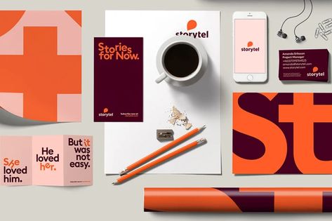 Letters take center stage in Storytel’s new visual identity - Storytel Visuell Identitet, Storefront Signs, Create A Brand, Company Branding, Brand Book, Brand Style Guide, Abstract Logo, Professional Logo Design, Brand Style