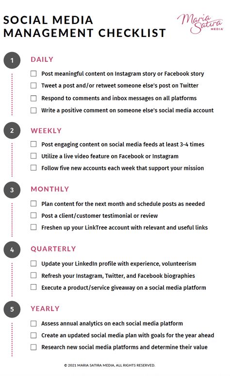 This free management checklist can help your nonprofit organization create a social media plan that works. This includes daily, weekly, monthly, quarterly, and yearly tasks. Weekly Social Media Schedule, Instagram Daily Checklist, Social Media Daily Checklist, Instagram Monthly Plan, Social Media Manager Schedule, Blog Social Media Posts, Social Media Tools Free, Small Business Daily Schedule, Daily Business Tasks