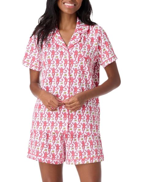 PRICES MAY VARY. Matching Pajamas Set Material: The Super Soft Pajama Set is made of Polyester blend, breathable and cozy, lightweight and skin-friendly. Short sleeve sleepwear top and pajama shorts set. Two-Piece Sleepwear Pajama Set Feature: Top: button down, collared, relax fit, loose fit baggy pjs top, short/long sleeve,cute/novelty/funny printed shirt top. Bottom: elastic waistband, high waist loose fit shorts pants pjs shorts. Pjs Sets for Women Design: Silk pajamas for women, satin pajama Roller Rabbit Monkey, Pajamas Shorts Set, Pajamas Shorts, Womens Loungewear Sets, Comfy Pjs, Cute Pjs, Monkey Print, Set Outfits, Roller Rabbit