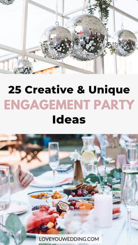 Engagements Ideas Party, When To Have Engagement Party, Cute Engagement Party Themes, Theme For Engagement Party, Themes For Engagement Parties, Small Engagement Party Ideas Indian, Easy Diy Engagement Party Decorations, Low Key Engagement Party, Engagement Party Entertainment