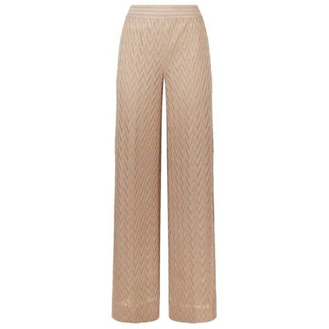 Missoni Chevron Trousers (2.420 BRL) ❤ liked on Polyvore featuring pants, chevron pants, wide-leg pants, patterned pants, elastic waistband pants and striped trousers Wide Leg Knit Pants, Striped Wide Leg Trousers, Chevron Pants, Striped Trousers, Patterned Pants, Waistband Pants, Elastic Waistband Pants, Beige Pants, Printed Wide Leg Pants